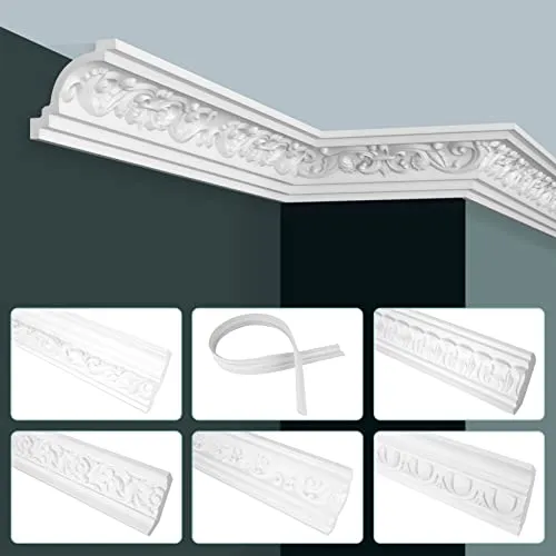 Hexim Stuckleiste C739, 10 Meter - Elegante Deckenleisten für Barock-Stil - Verschönern Sie Ihr Zuhause mit der eleganten Hexim Stuckleiste C739. Diese hochwertigen Polyurethan-Leisten sind feuchtigkeitsbeständig, leicht zu montieren und bieten vielseitige Gestaltungsmöglichkeiten für jeden Raum.
