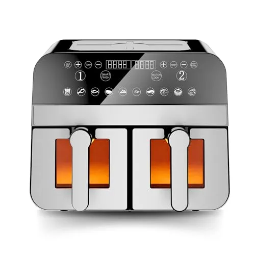Comfy Nest CNAFD45WS 2400 W Heißluftfritteuse mit Doppelkorb
