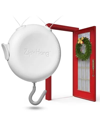 ZipnHang Türhaken - Beschädigungsfreies Aufhängen - Türhaken für beschädigungsfreies Aufhängen, ideal für Glastüren und Haustüren. Einfach einstellbar und hält bis zu 4,5 kg – die perfekte Lösung für dekorative Aufhängungen ohne Nägel oder Kleber.