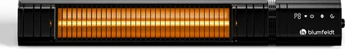 blumfeldt Terrassenstrahler Gold Bar Slim 2000W - IP65-zertifizierter Heizstrahler für Terrasse und Balkon, mit 9 Heizstufen und Smart WiFi-Funktion zur komfortablen Steuerung über App.