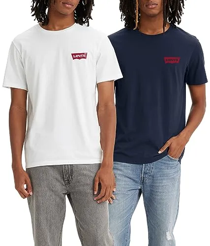 Levi's Kurzarmshirt mit Logo, Gr. L, navy-weiß - T-Shirt von Levi's mit coolem Logodruck, hüftbedeckendem Schnitt und aus geschmeidigem Jersey für optimalen Komfort und Bewegungsfreiheit.