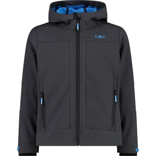 CMP Kid Jacket Fix Hood - Antracite-River 152 - Funktionsjacke für Kinder, winddicht und wasserabweisend mit atmungsaktiver Clima Protect-Membran, ideal für Outdoor-Abenteuer bei jedem Wetter.