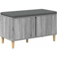 vidaXL Flurbank mit Kissen Grau Sonoma 80 x 38 x 46 cm - Moderner Flurbank für den Innenbereich mit viel Stauraum und bequemem Kissen. Ideal für Flure, verbindet Funktionalität mit Stil und sorgt für Ordnung im Wohnbereich.