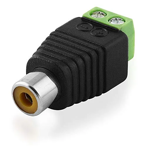 BestPlug Audio Video Cinch Adapter Terminal Buchse Kupplung weiblich mit 2 Kontakten, Schraubversion, Schwarz