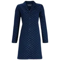 Ringella Nachthemd aus Satin mit Punktdessin und durchgehender Knopfleiste blau 48