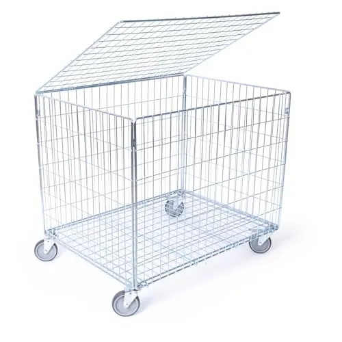 Sport-Tec Ballwagen Standard mit Deckel, 392 L - Praktischer und fahrbarer Ballwagen mit Deckel, ideal für Sportveranstaltungen und Schulen, sorgt für Ordnung und einfachen Transport.