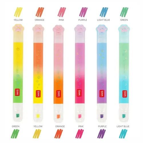 Neu Legami 6 Doppelspitzen Textmarker Kitty 6 Stifte 12 Farben