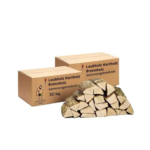 Neandertaler Feuer Brennholz Kaminholz Hartholz – Grillholz 25 cm 30 kg Feuerholz | Holz für Grill Kamin Smoker Ofen | Firewood Anfeuerholz | Laubholz (60 kg)