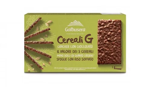 Galbusera Cereali G Crackers Puffreis mit Schokolade überzogen snack 150g