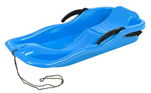 Unbekannt Bob Schlitten Rodel mit Bremsen und Zugseil - Schlitten aus robustem Kunststoff, frostsicher und UV-beständig, ideal für sicheren Rodelspaß im Winter.