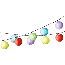 LED Solar Lichterkette Lampions 4,5m - Bunt & Kaltweiß - Bunte 4,5m LED Solarlichterkette für stimmungsvolle Gartenbeleuchtung. Flexibel und einfach zu installieren, ideal für Partys und Feiern im Freien. Genießen Sie bis zu 6 Stunden Licht mit einem integrierten Akku.