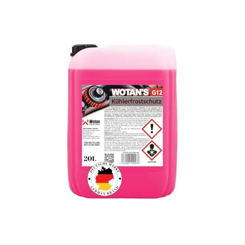 WWotan Solutions Wotan's 20L Kühlerfrostschutz G12 Gebrauchsfertig – Kühlmittel auf MEG-Basis – Silikatfrei & Glycerinfrei – Rot/Rosa – Für PKW, LKW & Maschinen – Korrosionsschutz (1x20L)