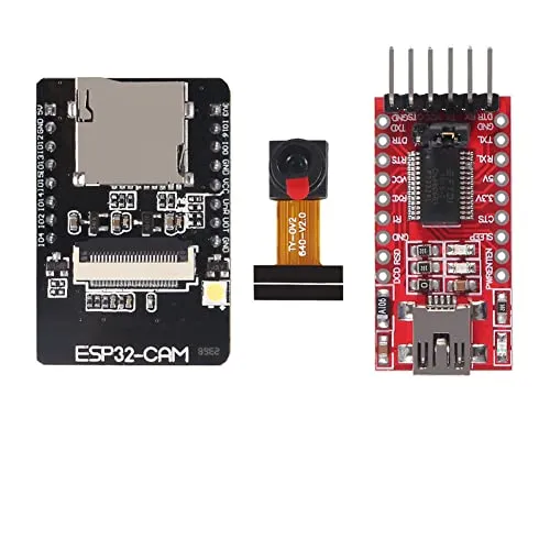 ALMOCN ESP32-CAM WiFi + Bluetooth Modul WiFi ESP32 CAM Entwicklungsplatine mit Kameramodul OV2640 2MP + FT232RL FTDI USB zu TTL Serieller Konverter + 20 Pin Jumper Wire