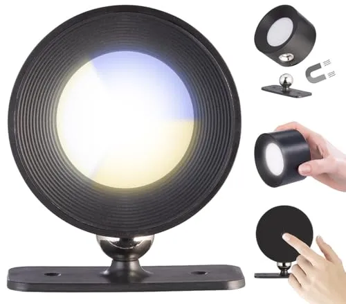 Lunartec LED Akkulampen: CCT-LED-Wandlampe mit Magnetfuß, dimmbar, Touch-Bedienung, schwarz (Wandleuchte Wandlampe innen, Wandleuchte innen Akku, Arbeitsleuchte)