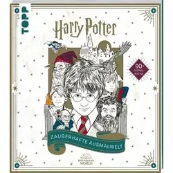 Harry Potter - Zauberhafte Ausmalwelt: Das offizielle Ausmalbuch. Cover mit Gold-Highlights und metallische Effekten im Innenteil
