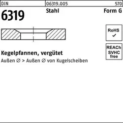 Reyher Kegelpfannen DIN 6319 Stahl G 12 - 50 Stück - Unterlegscheiben aus vergütetem Stahl, ideal für präzise Anwendungen mit einem Durchmesser von 12 mm, hergestellt in Deutschland.