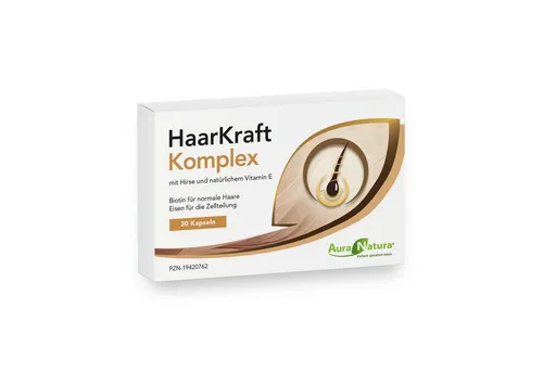 Aura Natura HaarKraft Komplex, Hirse-Extrakt, Biotin & Vitamin B5, B6 und E Kapseln, 1 er 30 St., Angereichert mit Aminosäuren und Eisen