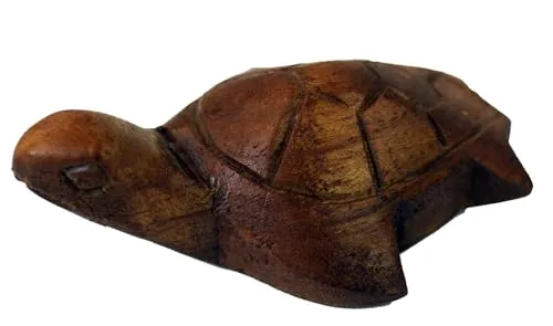 GURU SHOP Geschnitzte Kleine Deko Figur - Schildkröte 4, 3x8x2 cm