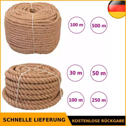 vidaXL Seil Naturhanf 100% Jute 25m in braun von vidaXL
