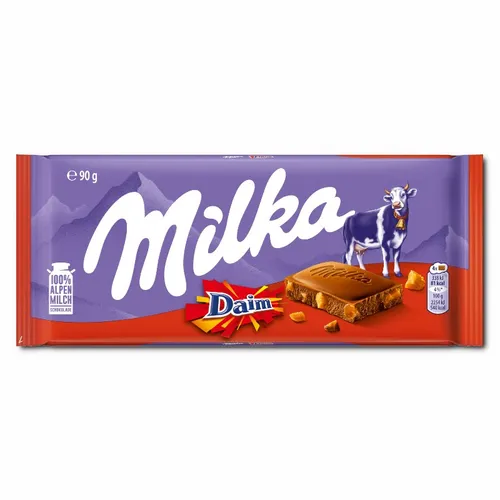 Milka Daim Schokolade, 90g Tafel