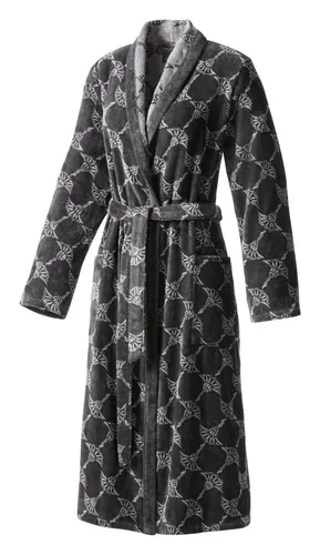 JOOP! Classic Velour Schalkragen Bademantel 1645, Anthrazit 32/34 - Damen Bademantel aus extraflauschigem Velour, ideal für luxuriöse Entspannung. Mit klassischem JOOP! Cornflower-Allover und bequemer Schnittform für höchsten Komfort.