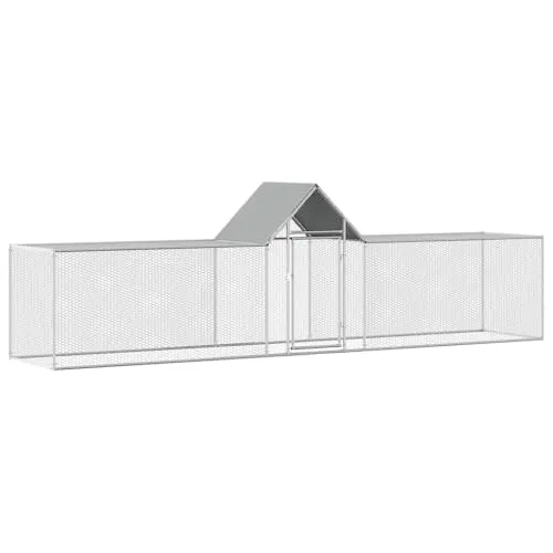 vidaXL Hühnerstall 5x1x1,5m aus verzinktem Stahl - Geräumiger Hühnerstall mit wasserdichtem Dach und abschließbarer Tür, ideal für Ihr Geflügel und perfekt für den Garten.