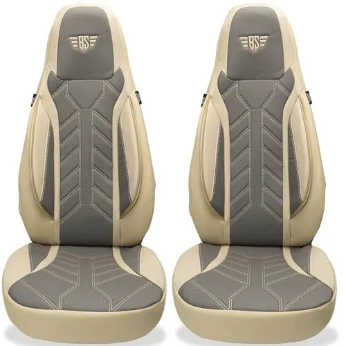 BREMER SITZBEZÜGE für Fiat Ducato Typ 250 (2006+) – 2-tlg. Set in Beige/Grau - Maßgeschneiderte Schonbezüge für Fiat Ducato Typ 250, schützen Ihre Sitze vor Abnutzung und Schmutz. Pflegeleicht und atmungsaktiv, mit einfacher Montage und zusätzlichem Stauraum durch integrierte Taschen.