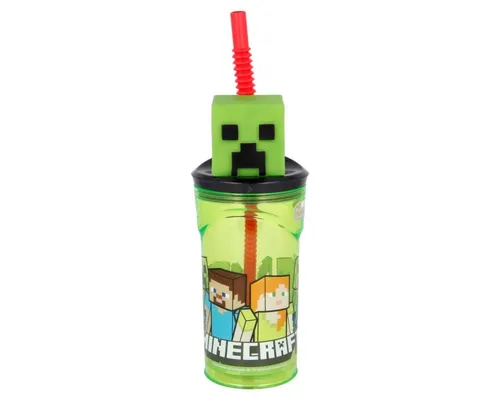 Minecraft Trinkflasche Trinkbecher – 3D Kinderbecher & Strohhalmbecher 360 ml