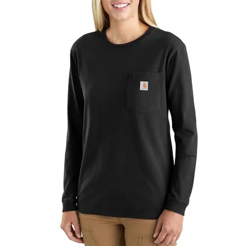 Carhartt Damen Loose Fit Pocket T-Shirt, Schwarz, M - T-Shirt für Damen mit lässiger Passform, ideal für den Alltag und strapazierfähig, perfekt für Arbeit und Freizeit.