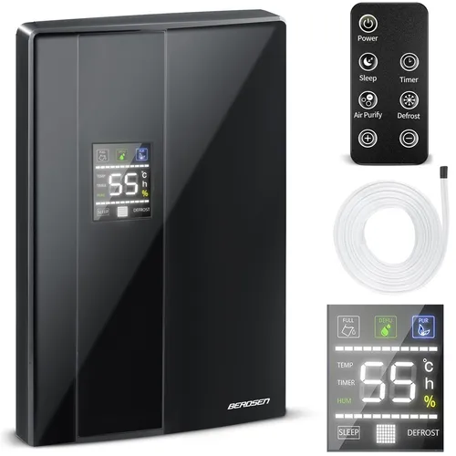Berdsen Luftentfeuchter 2200ML mit Timer - Luftentfeuchter für komplette Zimmer, abnehmbarer Wasserbehälter und digitale Anzeige. Ideal zur Feuchtigkeitsreduzierung in Wohnräumen und Kellern.