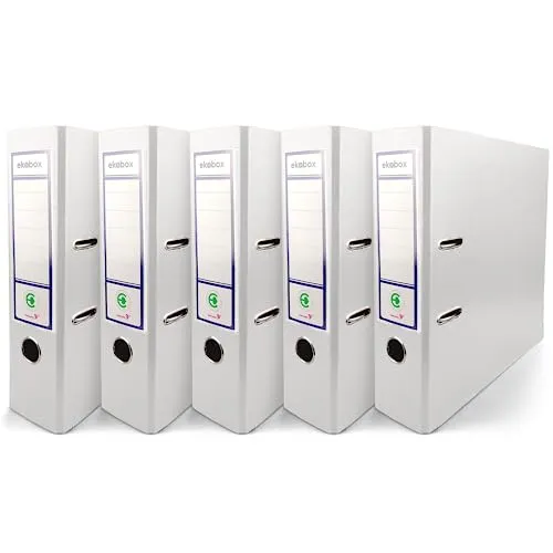 Netuno 5x Akten-Ordner weiß DIN A4 2-Ring-Mechanik Ringorder a4 8cm Kunststoff Ordner a4 breit Büroordner Plastikordner Briefordner din a4 Ringmappe breiter Aktenordner 5er pack