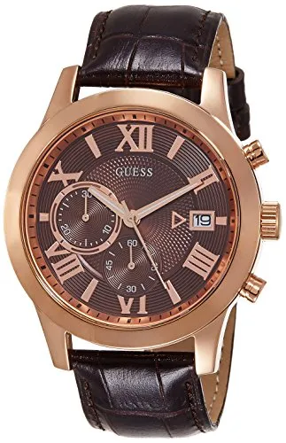 Guess Herren-Armbanduhr Analog Quarz Leder W0669G1