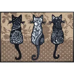 wash+dry Fußmatte, Katzenbande 50x75 cm - Waschbare Innen- und Außenmatte - Fußmatte aus robustem Nylonflor, rutschfest und lichtecht. Ideal für Allergiker und Tierbesitzer, waschbar bis 60 Grad für perfekte Hygiene.