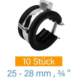 Symbionet - 10x Stahl Rohrschellen 25-28mm 3/4 Schraubschelle Rohrhalter