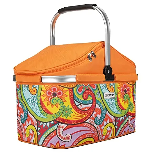 anndora Einkaufskorb TW-1402-251 PAISLEY - Einkaufskorb mit isoliertem Deckel, wasserdichtem Boden und stylischem Paisley-Design. Ideal für den Einkauf und Picknick, faltbar und platzsparend.