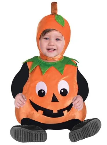 Amscan 9903883 Halloween Niedliches Baby-Kürbis-Kostüm, Alter 1–2, 1 Stück, Orange, 1-2 Jahre