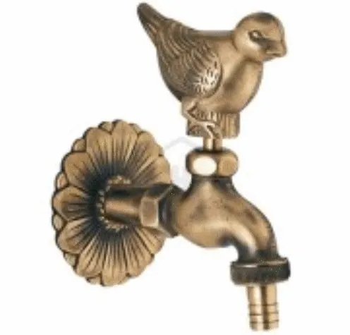 Dekorativer Wasserhahn für den Garten mit Taubenmotiv - Ventile & Verbindungen, ideal für Gärten und Terrassen, aus hochwertigem Messing, absolut witterungsbeständig und mit praktischem Schlauchanschluss.