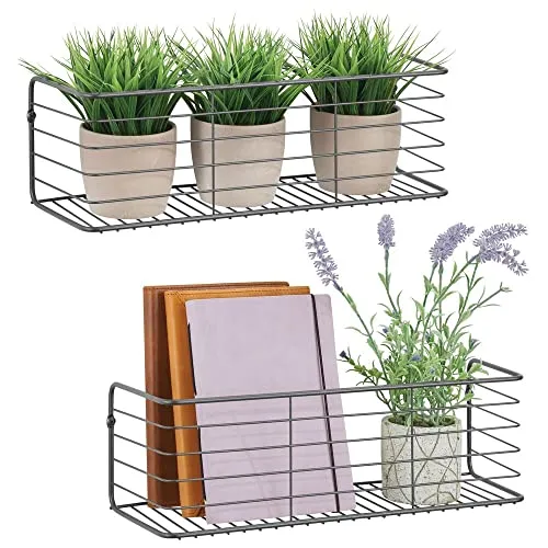 mDesign Wandregal Organizer 2er-Set Metall dunkelgrau