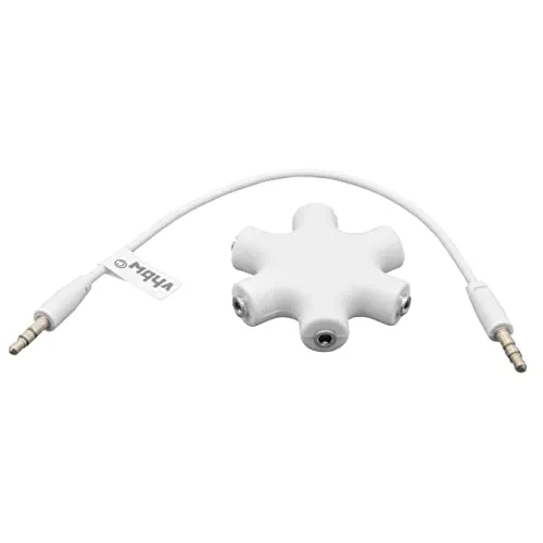 vhbw Audio Splitter Verteiler 6-Fach Klinkenverteiler AUX für Kopfhörer, Boxen, Tablet - Weiß