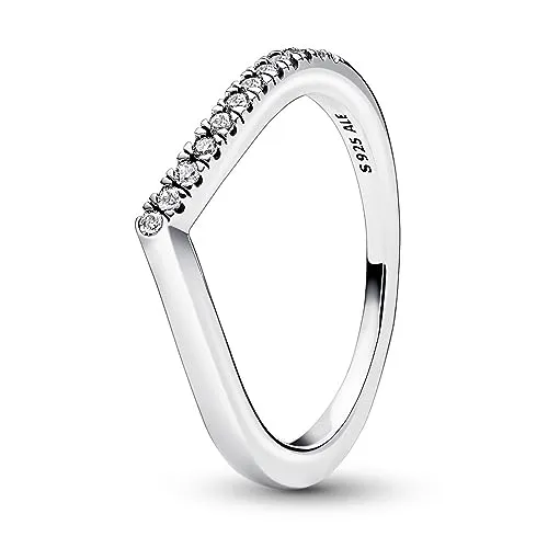 PANDORA Timeless Wishbone Halb Funkelnder Ring aus Sterling-Silber mit Cubic Zirkonia, Gr. 50, 192394C01-50
