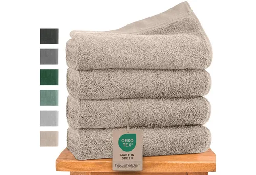 Hausfelder Premium Handtuch Set Beige - 4 Stück - Handtücher, 100% Baumwolle, weich und saugfähig, ideal für jeden Haushalt. Maschinenwaschbar bis 60°C, bügelfrei und trocknergeeignet.
