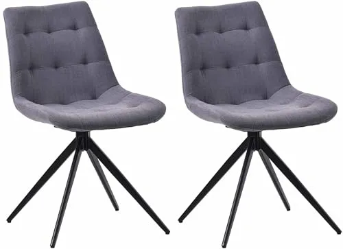 CLP 2er Set Esszimmerstuhl Merna dunkelgrau - Bürostühle mit 180 Grad Schwenkfunktion, ideal für komfortables Sitzen und modernes Design – perfekt für Esszimmer, Küche oder Wohnzimmer.