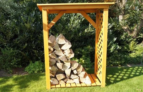 Kaminholzregal mit wetterfestem Dach - Holzlagerung, robustes Brennholzregal mit wetterfestem Dach für optimalen Schutz und lange Haltbarkeit.