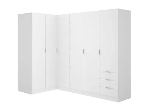 Vente-unique Eckkleiderschrank LISTOWEL - 6 Türen & 3 Schubladen - Kleiderschränke mit 6 Türen & 3 Schubladen, platzsparend und flexibel montierbar für optimalen Stauraum in jedem Raum.