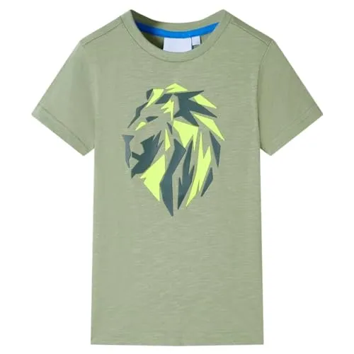 Kinder T-Shirt Kurzarmshirt Kindershirt Rundhalsausschnitt Helles Khaki 116