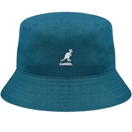 Kangol Washed Bucket Hat Fischerhut Stoffhut, Sommerhut, Strandhut, Anglerhut Damen/Herren - Strandhut Sommerhut Frühling-Sommer Sommer - S (54-55 cm) Petrol