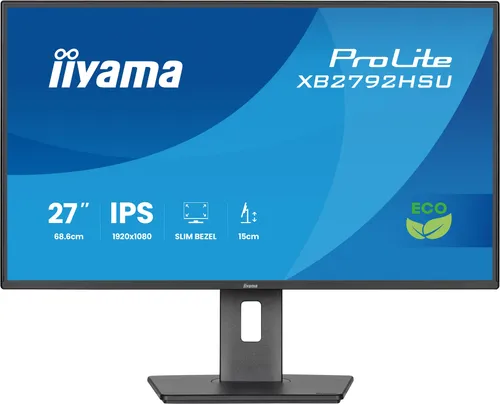 iiyama XB2792HSU 27 Zoll Full-HD Monitor - 27 Zoll IPS Full-HD Monitor mit 3 ms Reaktionszeit und höhenverstellbarem Standfuß für ergonomisches Arbeiten, ideal für Büro und Home Office.