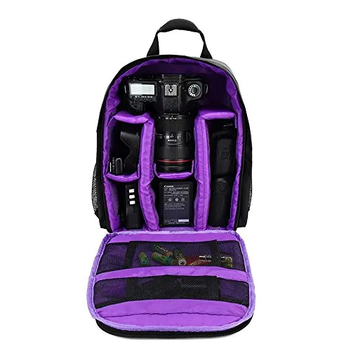 Multifunktionale Tasche, atmungsaktiv, wasserdicht, für Digitalkameras, Digitalkameras, DSLR, violett, 33 * 26.5 * 12.5cm, Lila