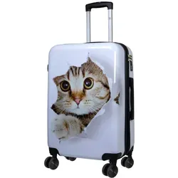 Mittelgroßer Polycarbonat Reisekoffer Katze Weiß 67 cm in weiß von Trendyshop365