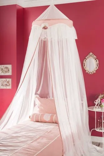 Cilek Romantic Dream Betthimmel - Moskitonetz für Kinderbetten - Eleganter Betthimmel in Weiß und Rosa, ideal zur Dekoration und zum Schutz vor Insekten. Größe: 60 x 330 x 60 cm, perfekt für süße Träume.